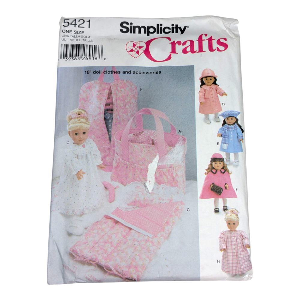5421‎ Simplicity Crafts Pattern 18in Baby Doll 14 Clothes & Accessories